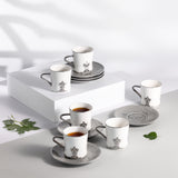 Naqsh - Cappuccino Set (12-Pc) -Grey & Silver