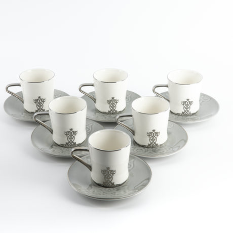 Naqsh - Cappuccino Set (12-Pc) -Grey & Silver