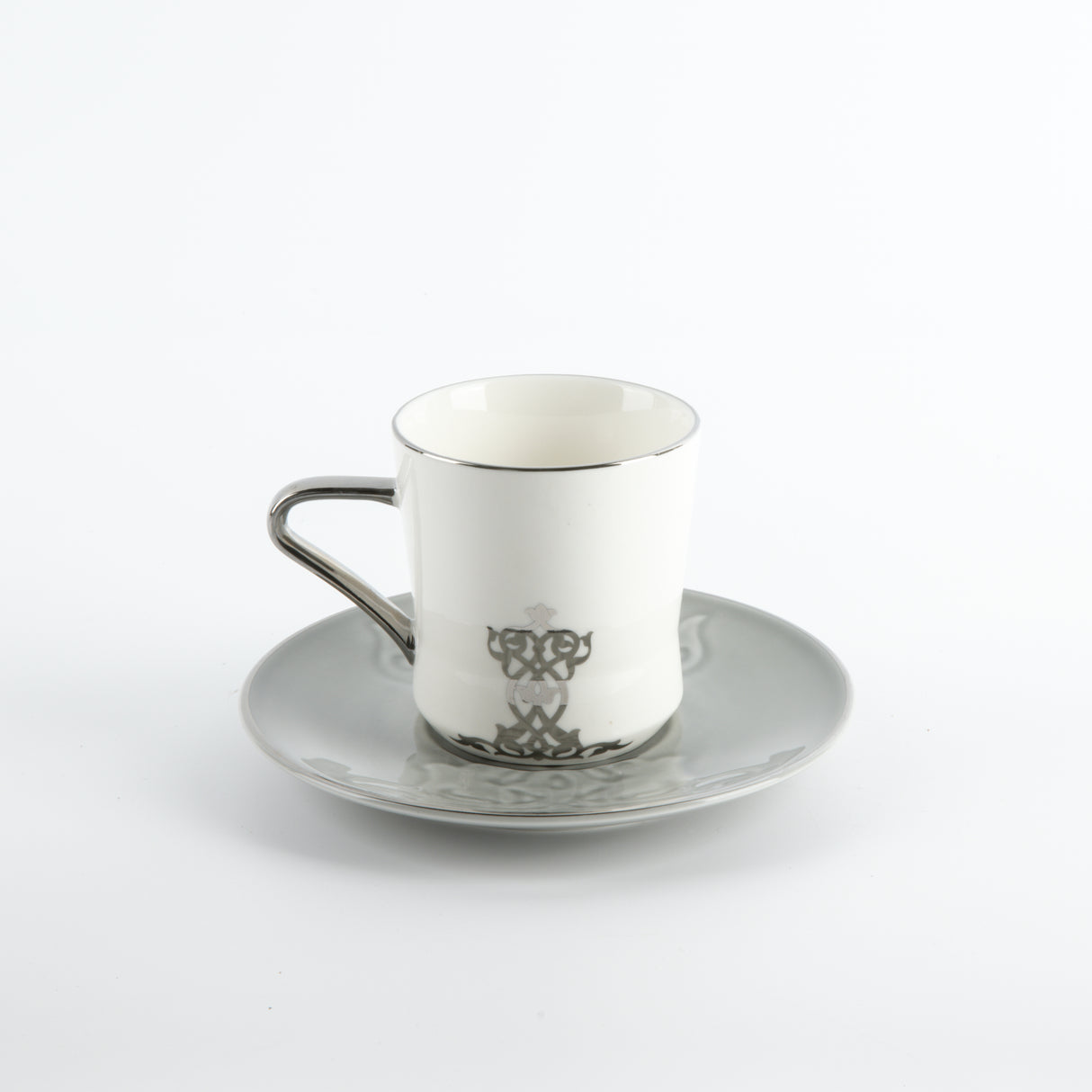 Naqsh - Cappuccino Set (12-Pc) -Grey & Silver