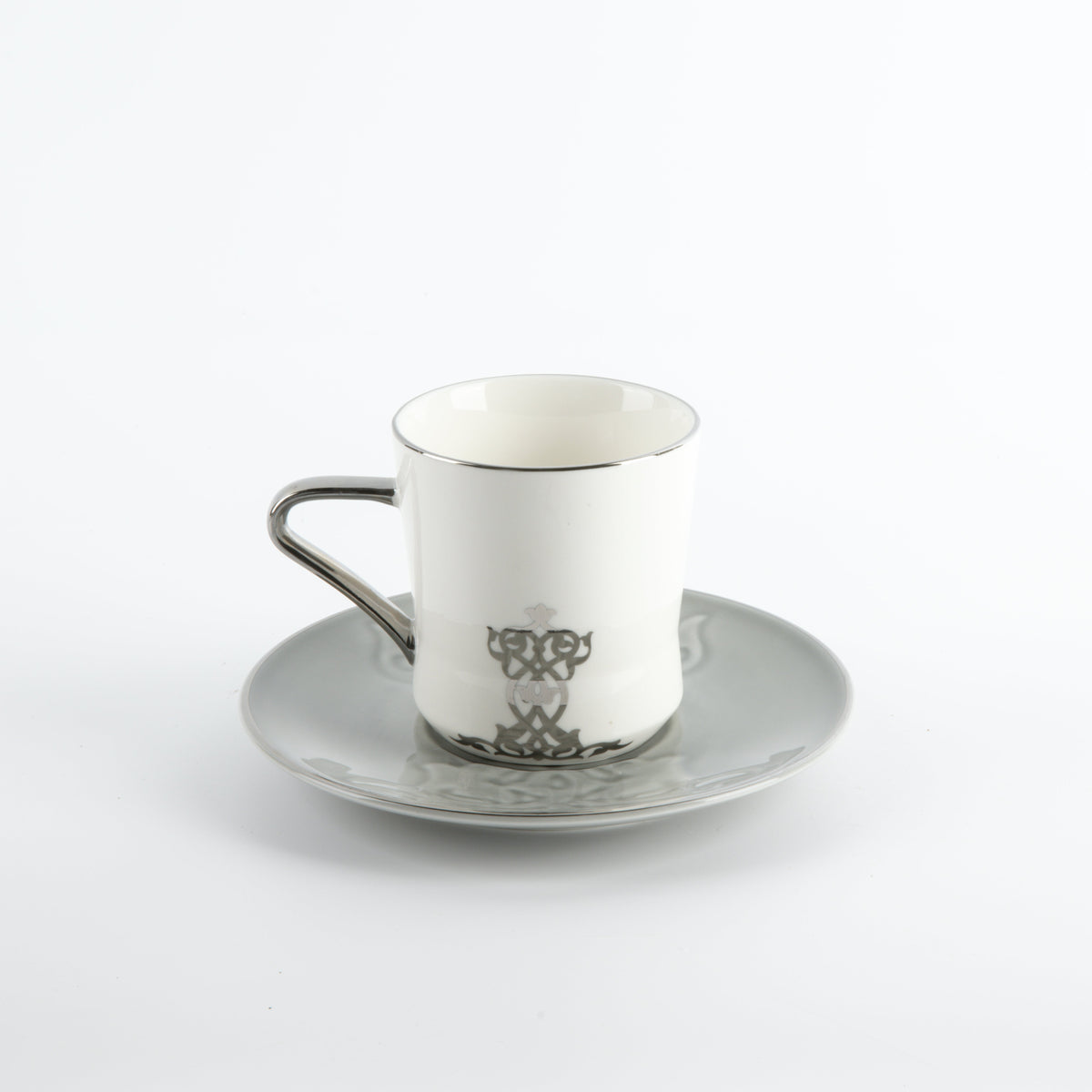 Naqsh - Cappuccino Set (12-Pc) -Grey & Silver