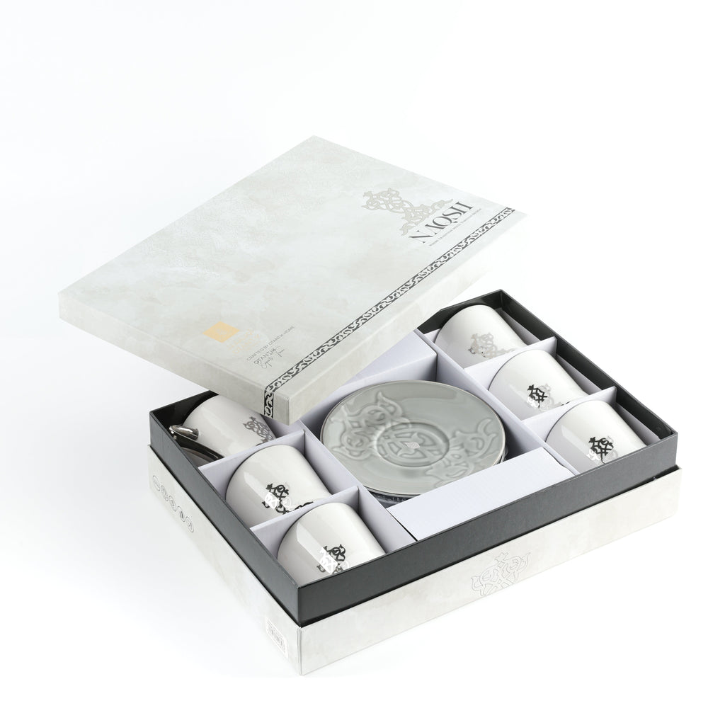 Naqsh - Cappuccino Set (12-Pc) -Grey & Silver