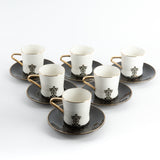 Naqsh -   Cappuccino Set (12-Pc) -Black & Gold