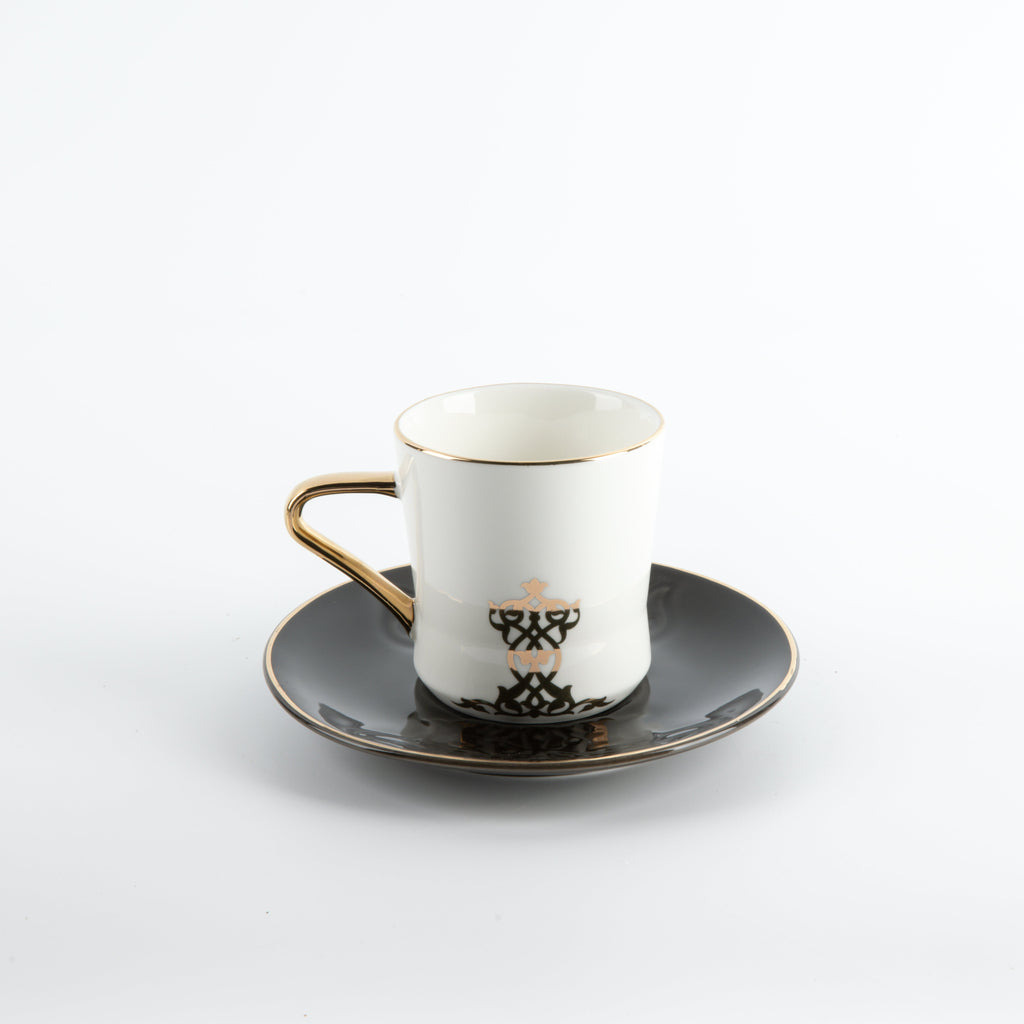 Naqsh -   Cappuccino Set (12-Pc) -Black & Gold