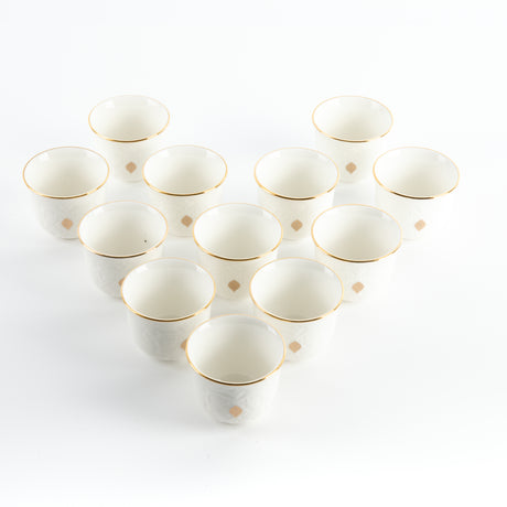 Naqsh - Arabic Coffee Cups (12-Pc)-White & Gold