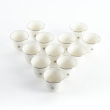 Naqsh - Arabic Coffee Cups (12-Pc)- White & Silver