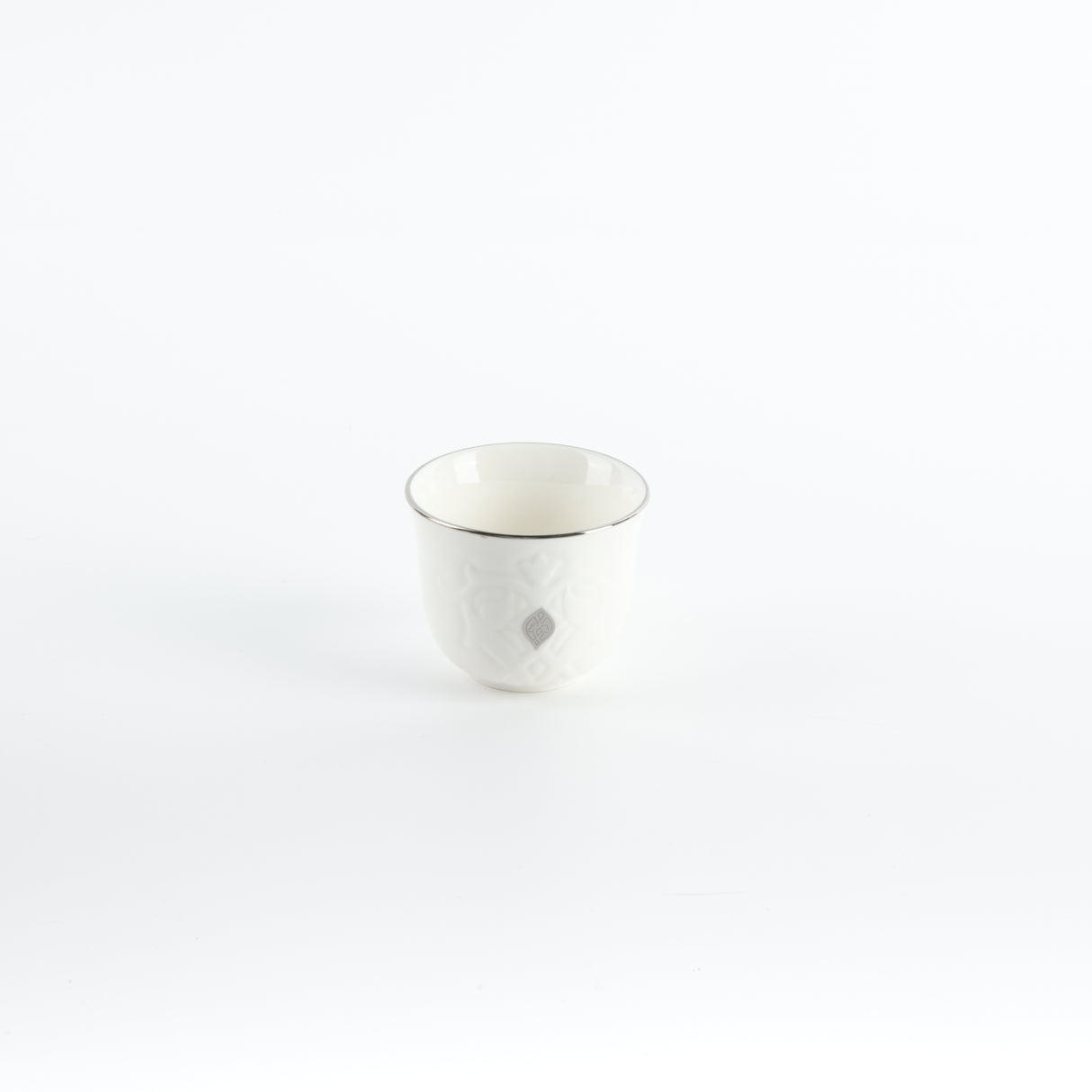 Naqsh - Arabic Coffee Cups (12-Pc)- White & Silver