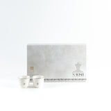 Naqsh - Arabic Coffee Cups (12-Pc)- White & Silver