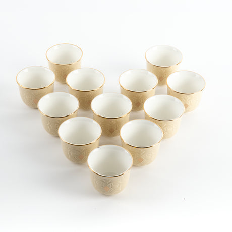 Naqsh - Arabic Coffee Cups (12-Pc)- Ivory & Gold