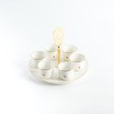Naqsh - Arabic Coffee Cups With Holder - White & Gold