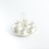 Naqsh - Arabic Coffee Cups With Holder - White & Silver