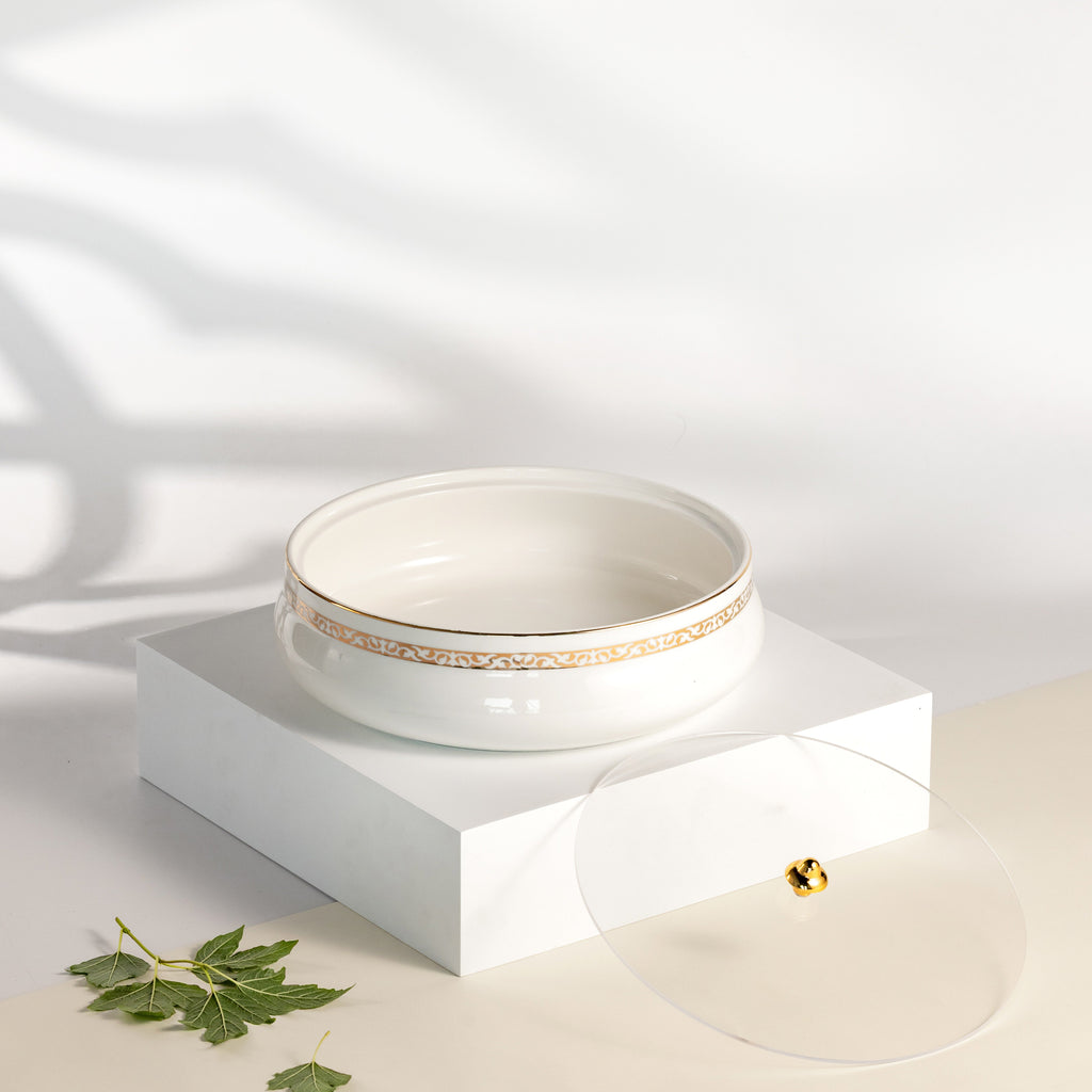 Naqsh - Large Decorative Canister - White & Gold