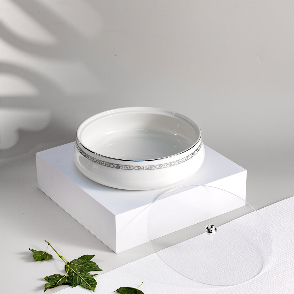 Naqsh - Large Decorative Canister - White & Silver