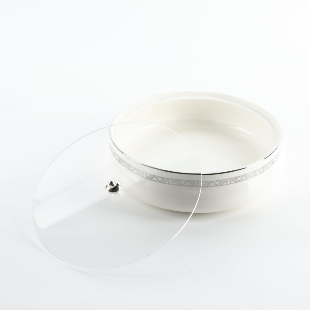 Naqsh - Large Decorative Canister - White & Silver