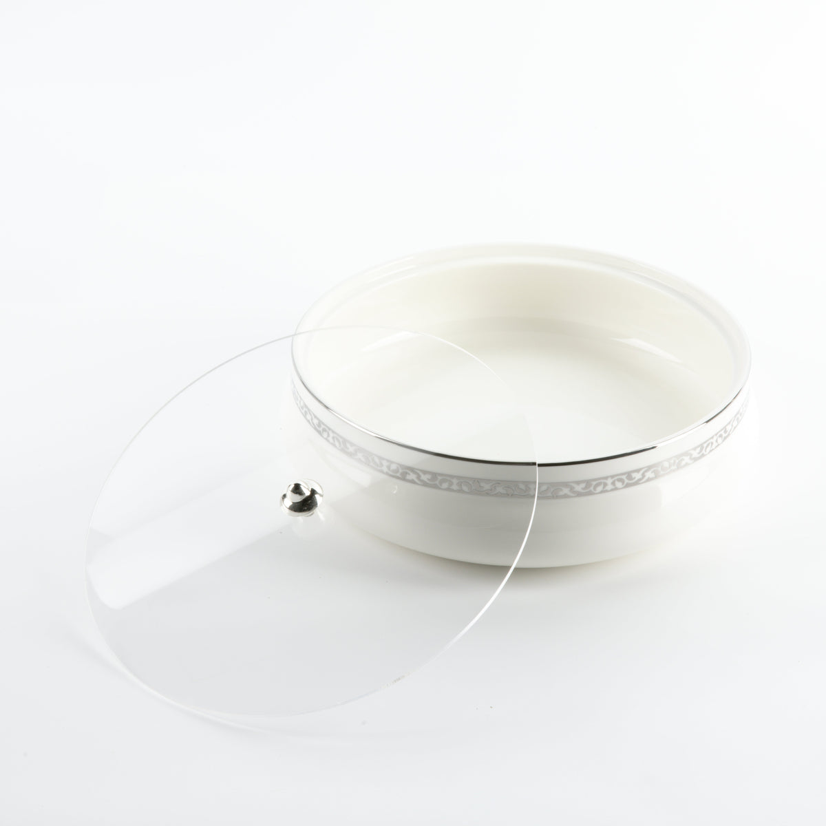 Naqsh - Large Decorative Canister - White & Silver