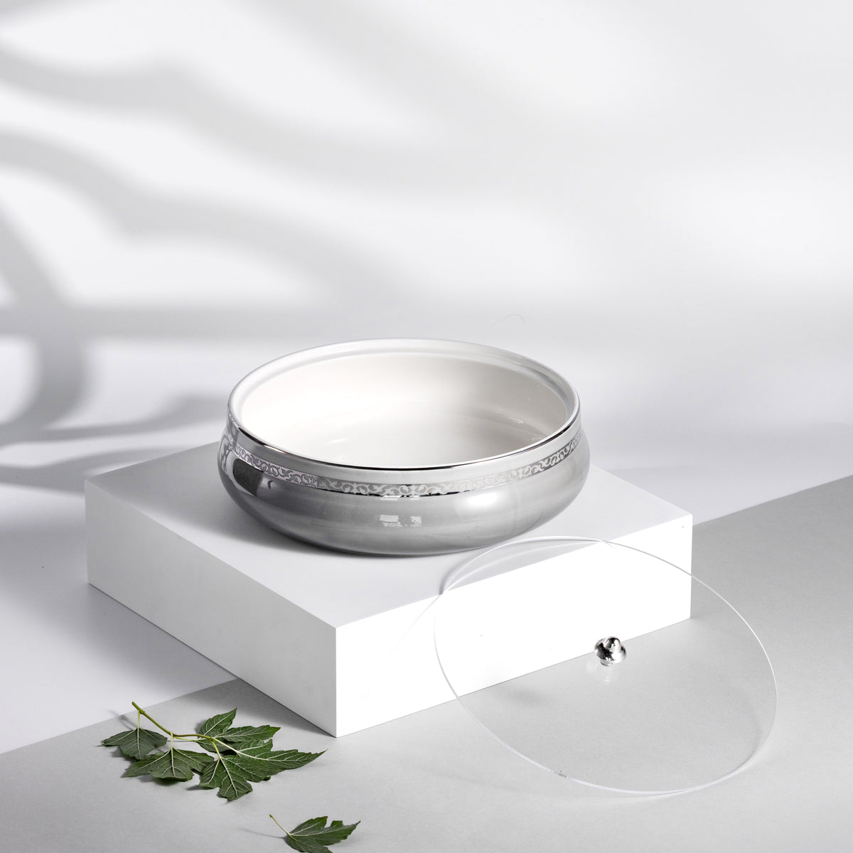Naqsh - Large Decorative Canister - Grey & Silver