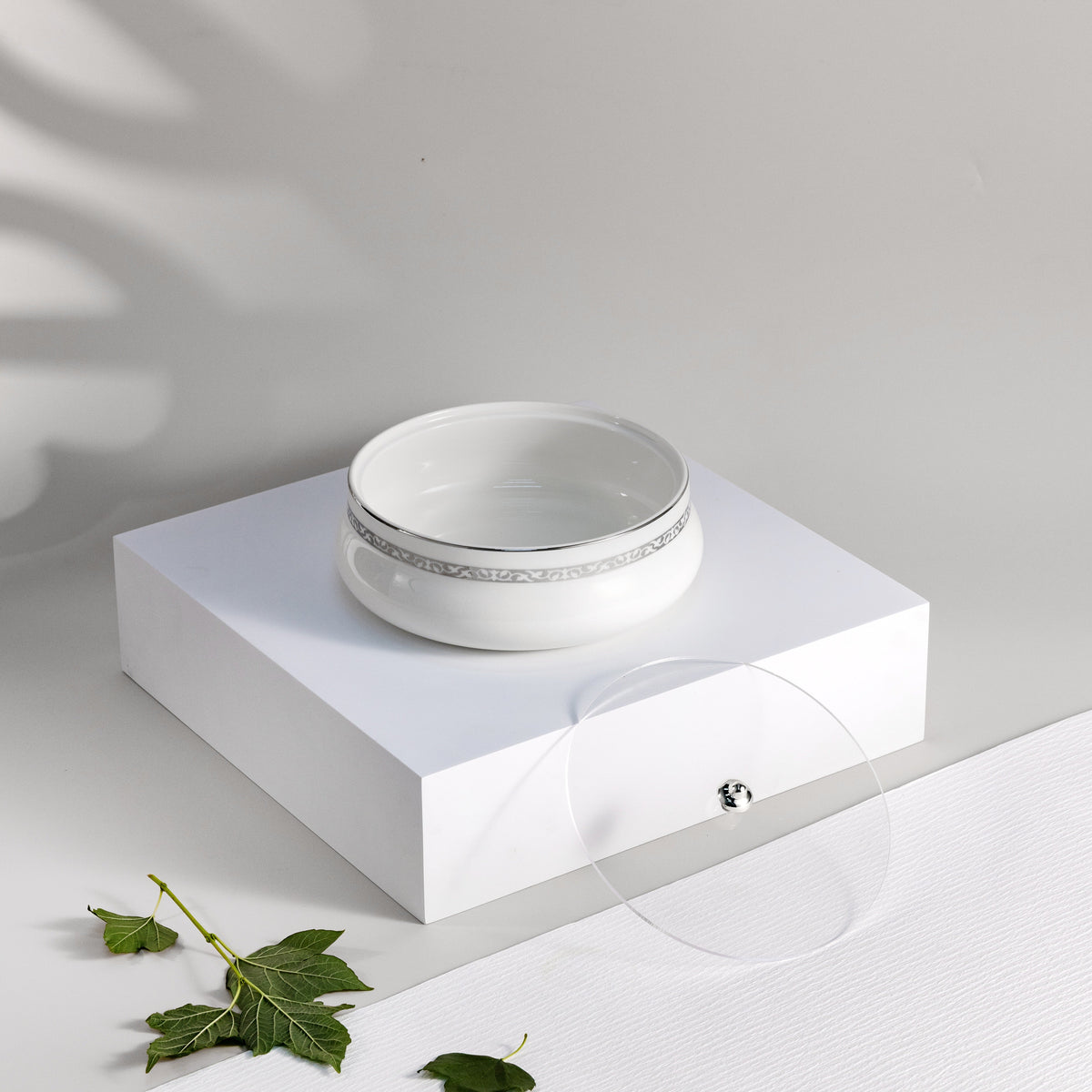Naqsh - Medium Decorative Canister - White & Silver