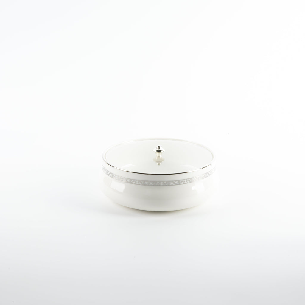 Naqsh - Medium Decorative Canister - White & Silver