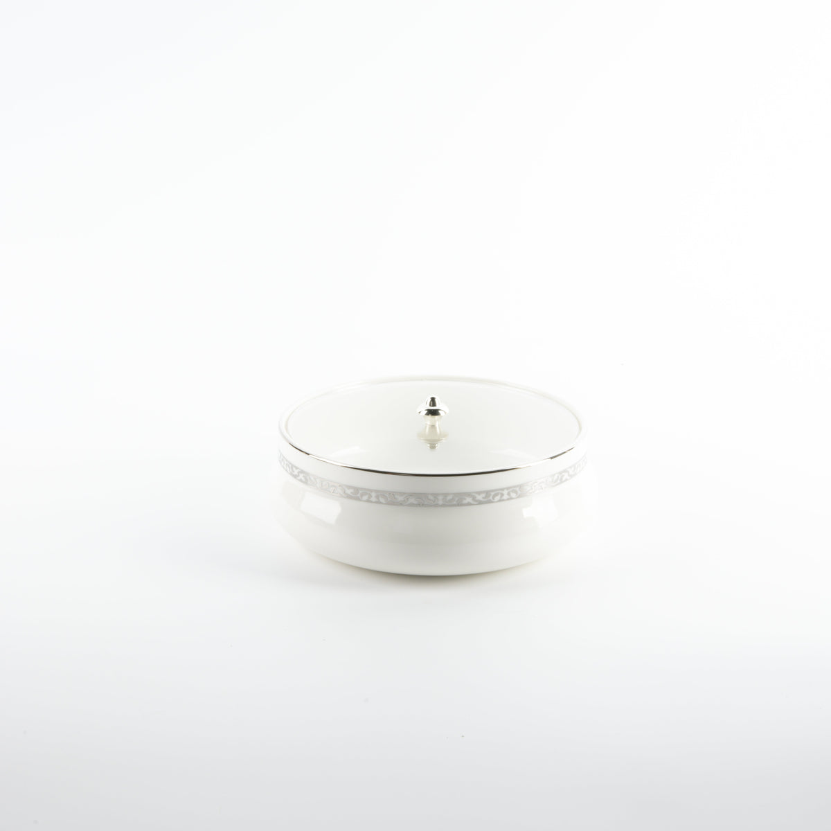 Naqsh - Medium Decorative Canister - White & Silver
