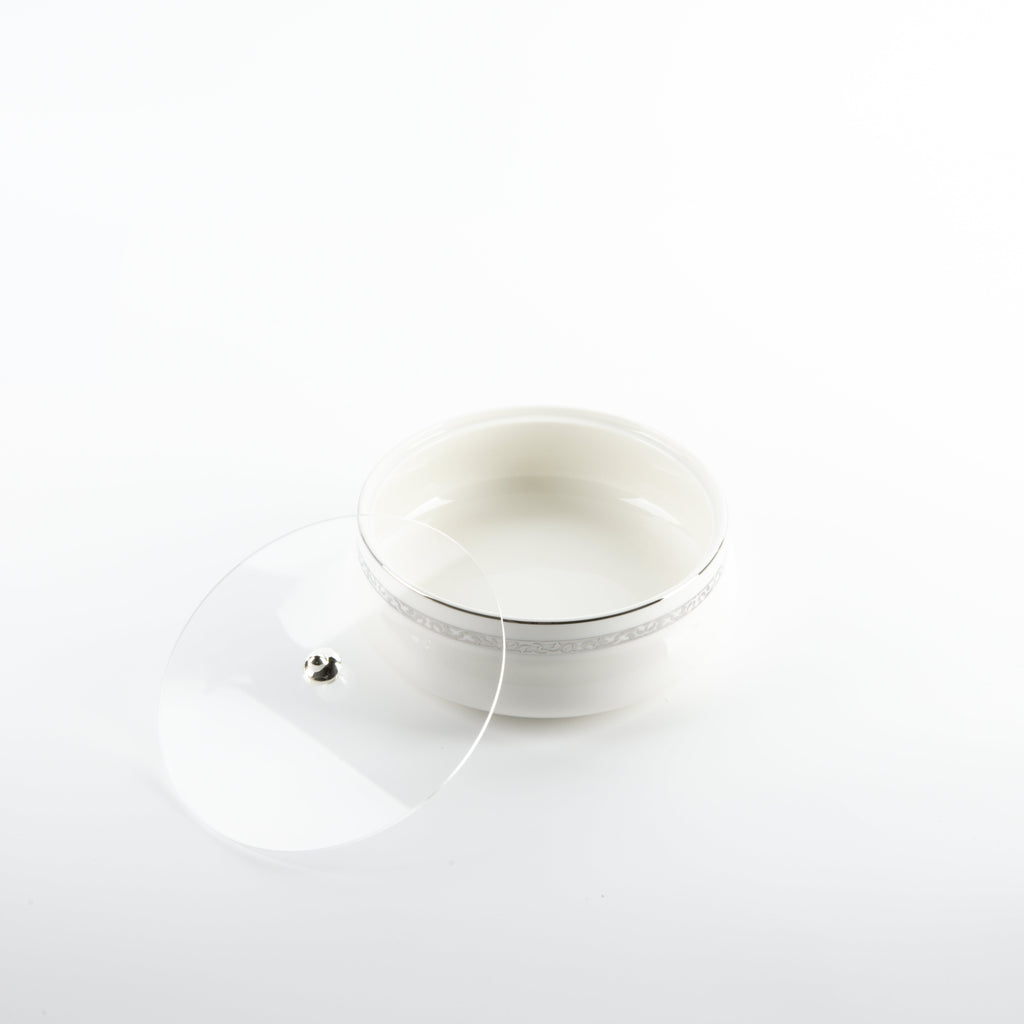 Naqsh - Medium Decorative Canister - White & Silver