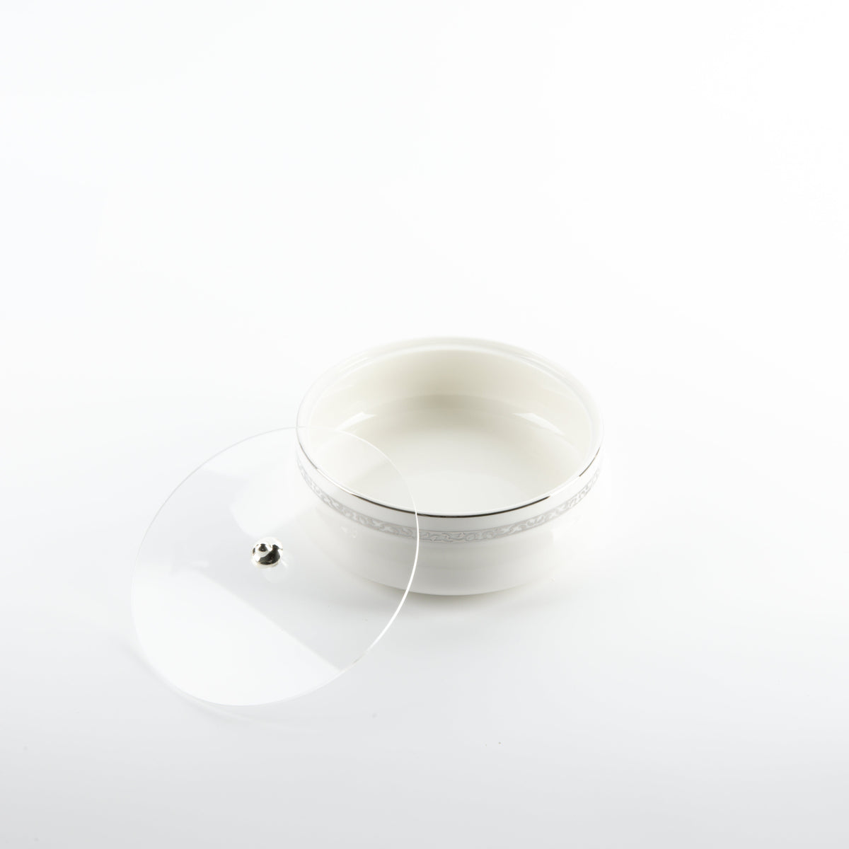 Naqsh - Medium Decorative Canister - White & Silver