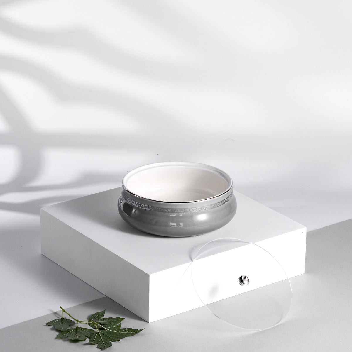 Naqsh - Medium Decorative Canister - Grey & Silver