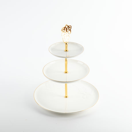 Naqsh - 3 Tier Plate - White & Gold