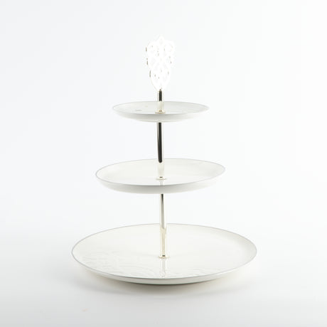 Naqsh - 3 Tier Plate - White & Silver