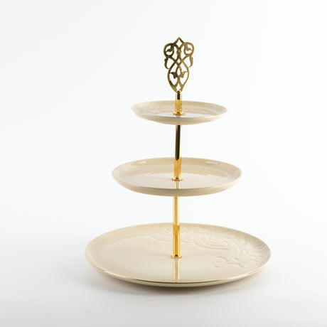Naqsh - 3 Tier Plate - Ivory & Gold