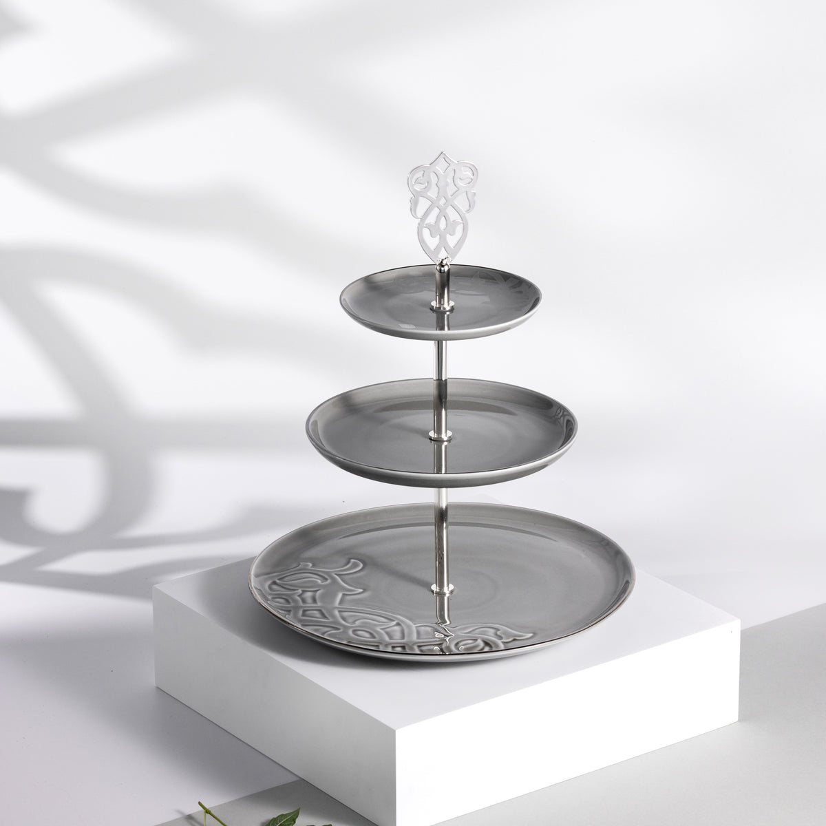 Naqsh - 3 Tier Plate - Grey & Silver