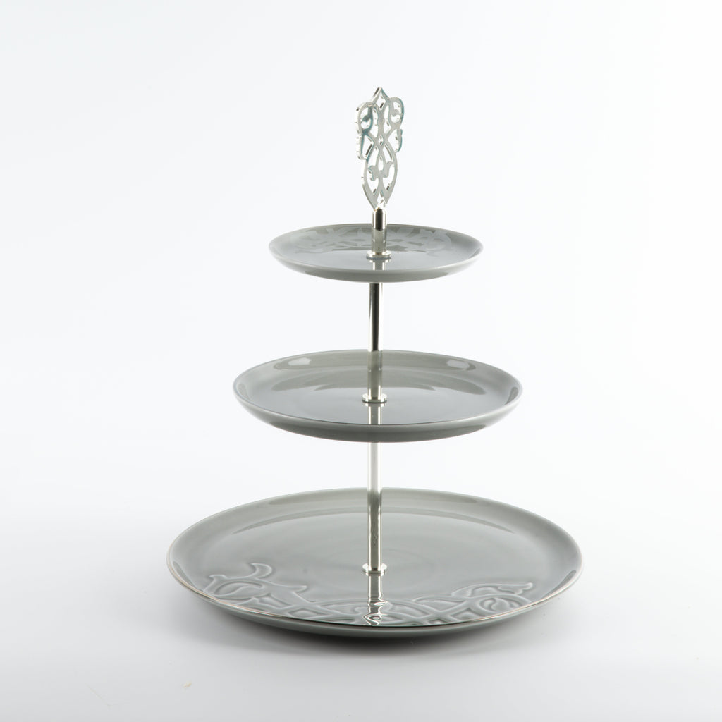 Naqsh - 3 Tier Plate - Grey & Silver