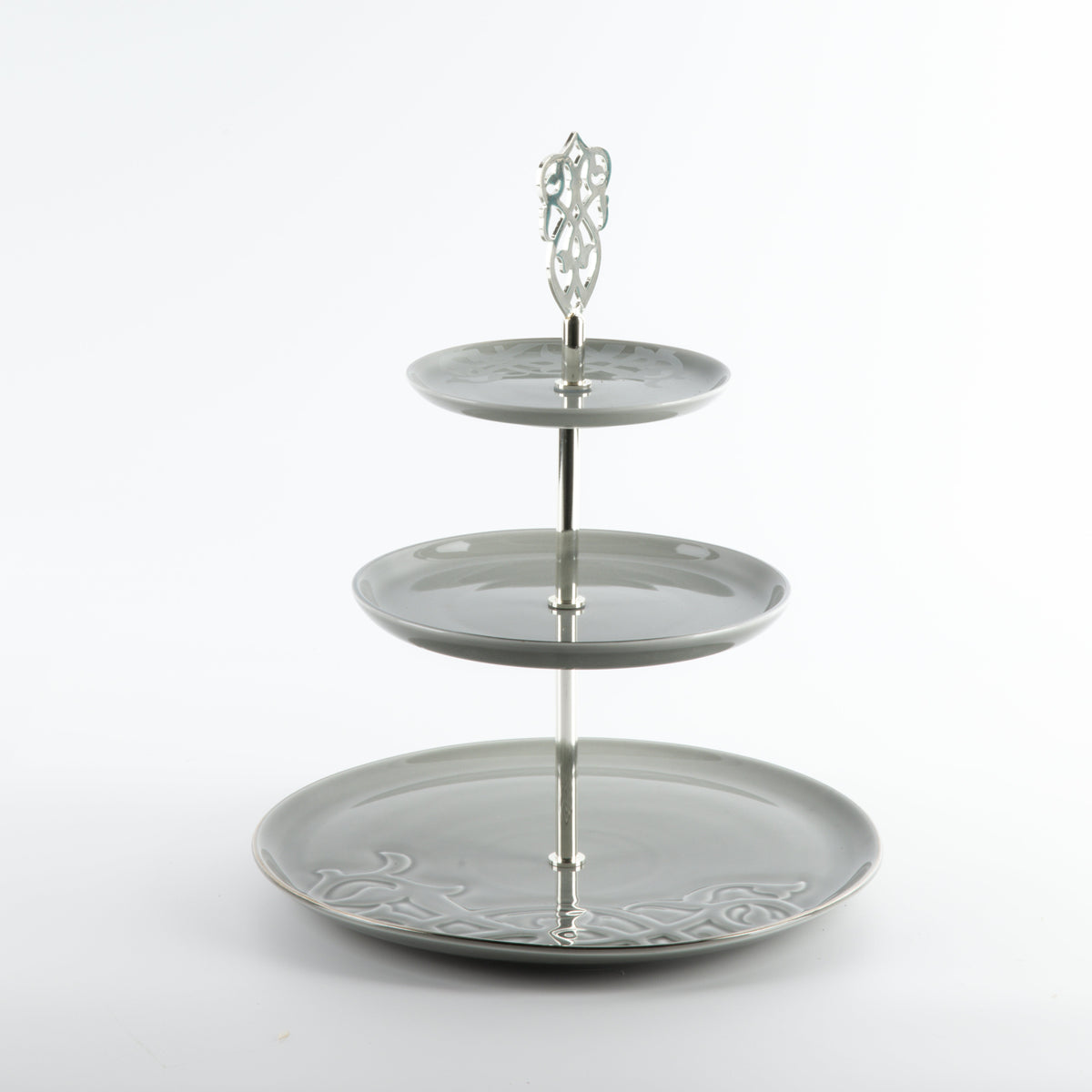 Naqsh - 3 Tier Plate - Grey & Silver