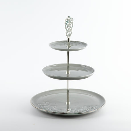 Naqsh - 3 Tier Plate - Grey & Silver