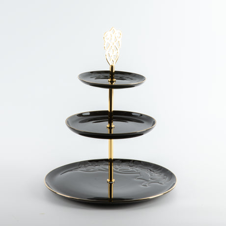 Naqsh - 3 Tier Plate - Black & Gold