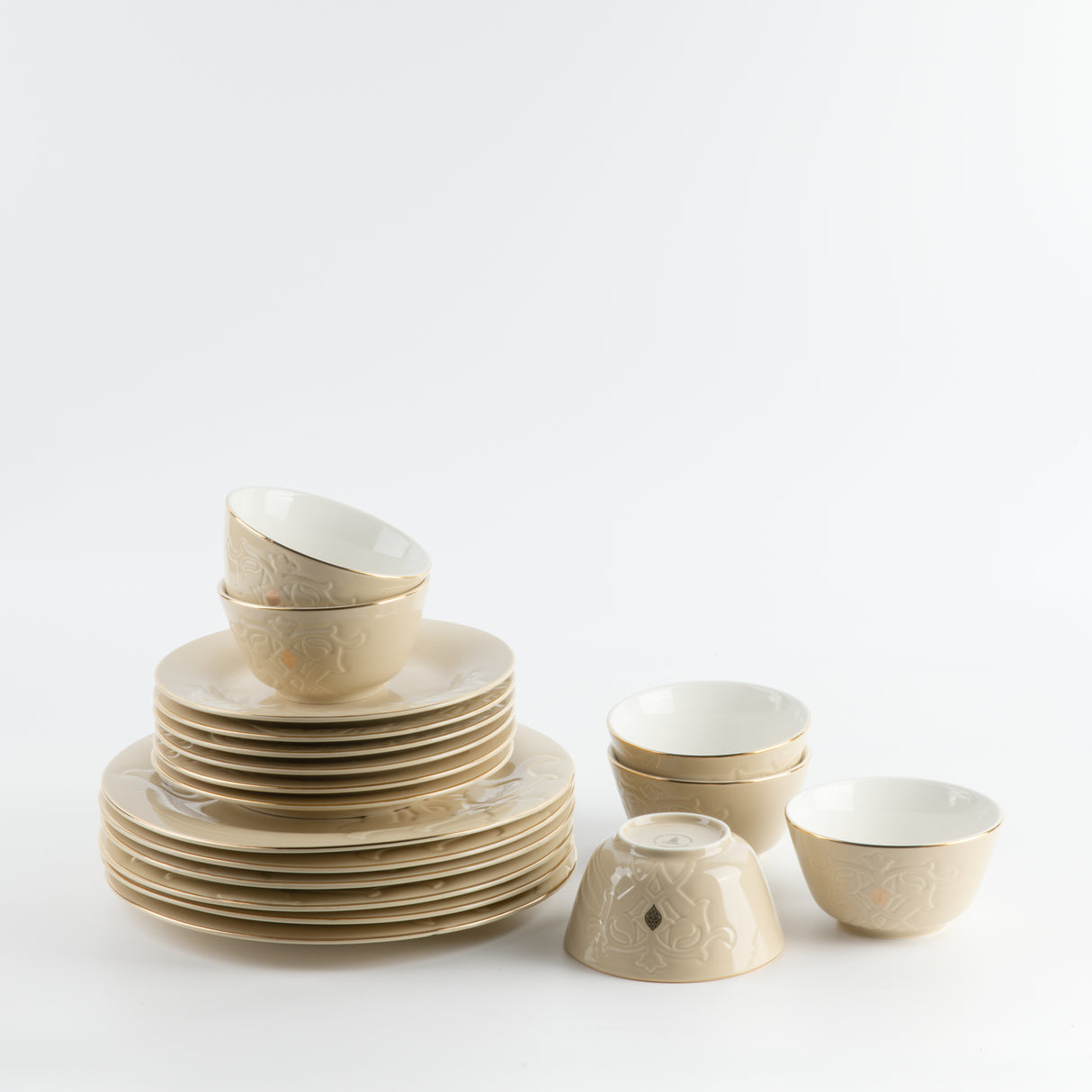 Naqsh - Dinner Set (18-Pc) - Ivory & Gold