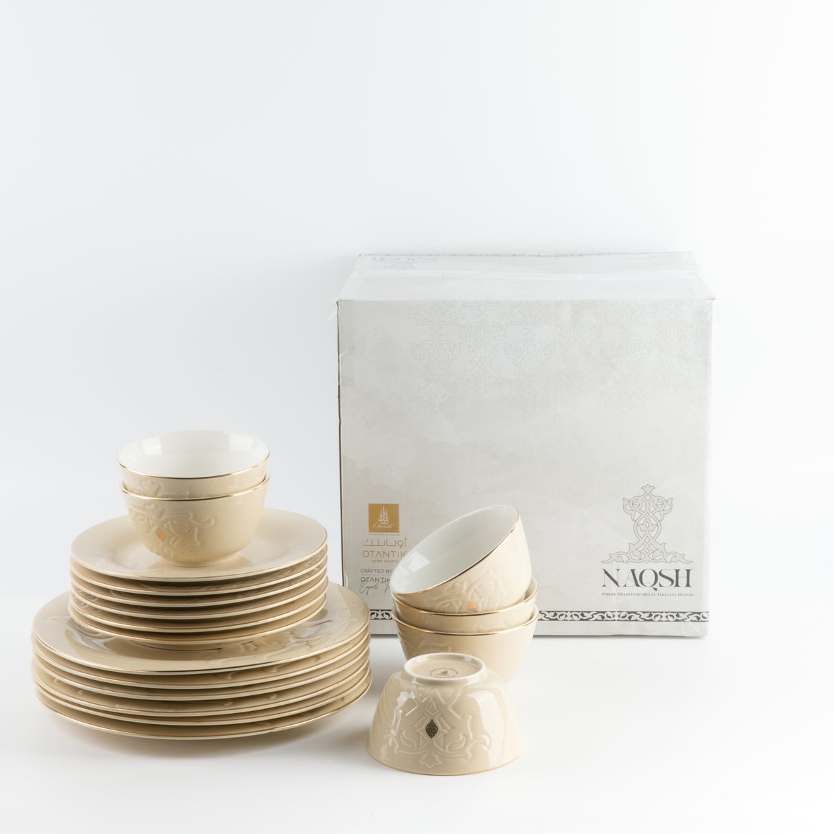 Naqsh - Dinner Set (18-Pc) - Ivory & Gold