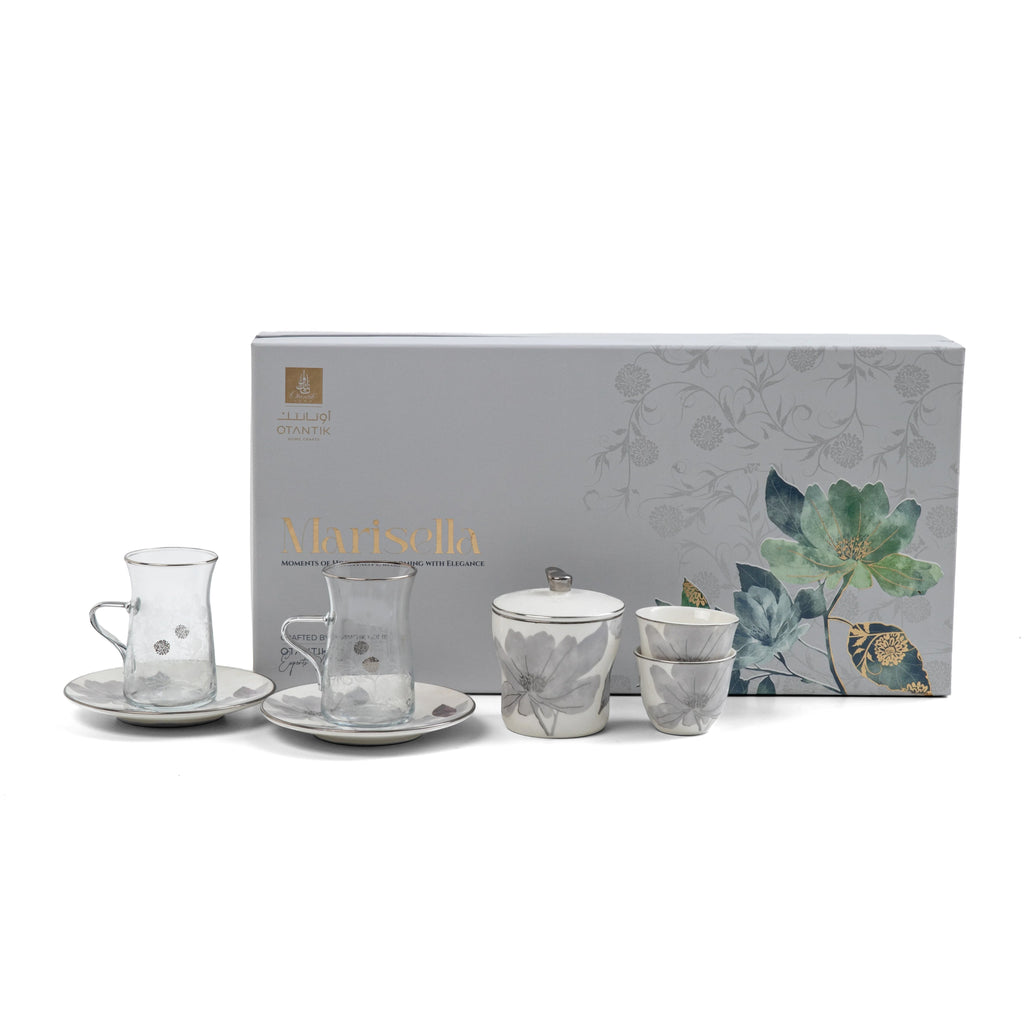 Marisella - Tea Set (19-Pc) - Grey & Silver