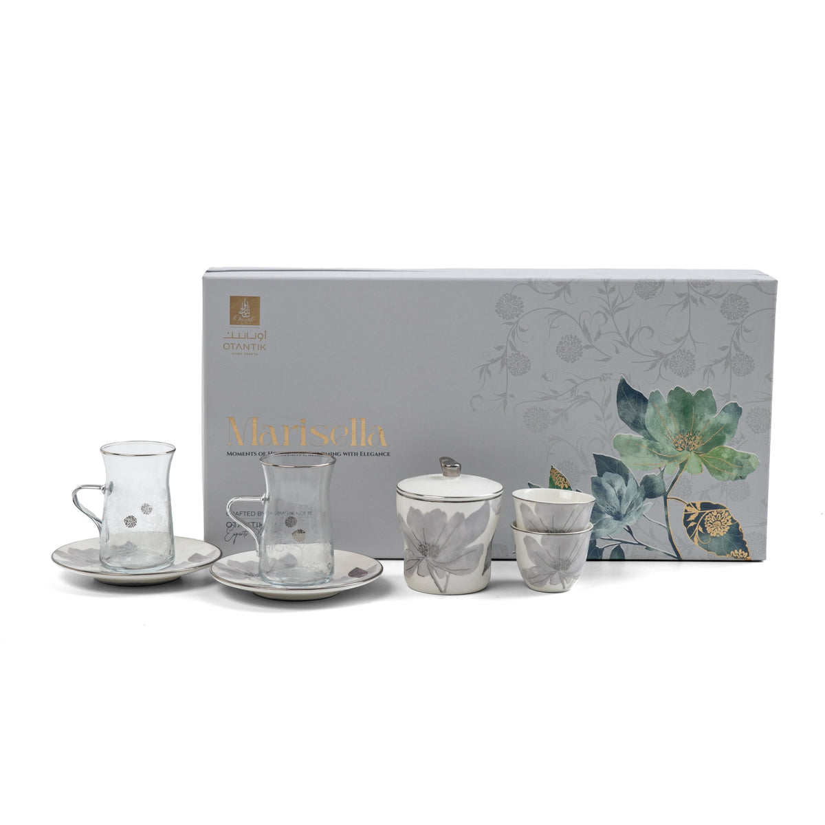 Marisella - Tea Set (19-Pc) - Grey & Silver