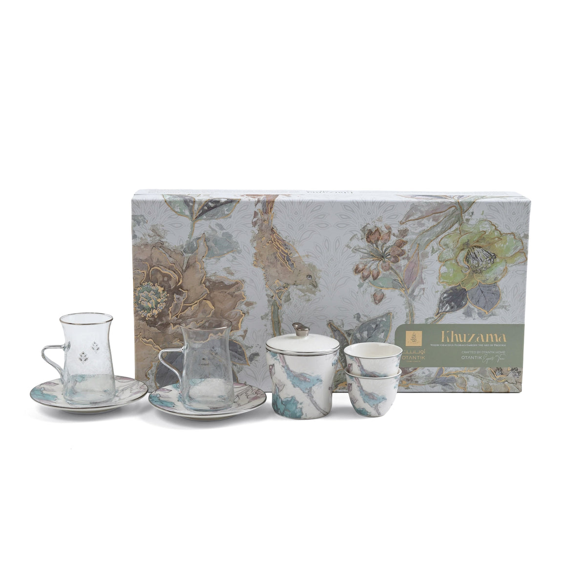 Khuzama - Tea Set (19-Pc) - Blue & Silver
