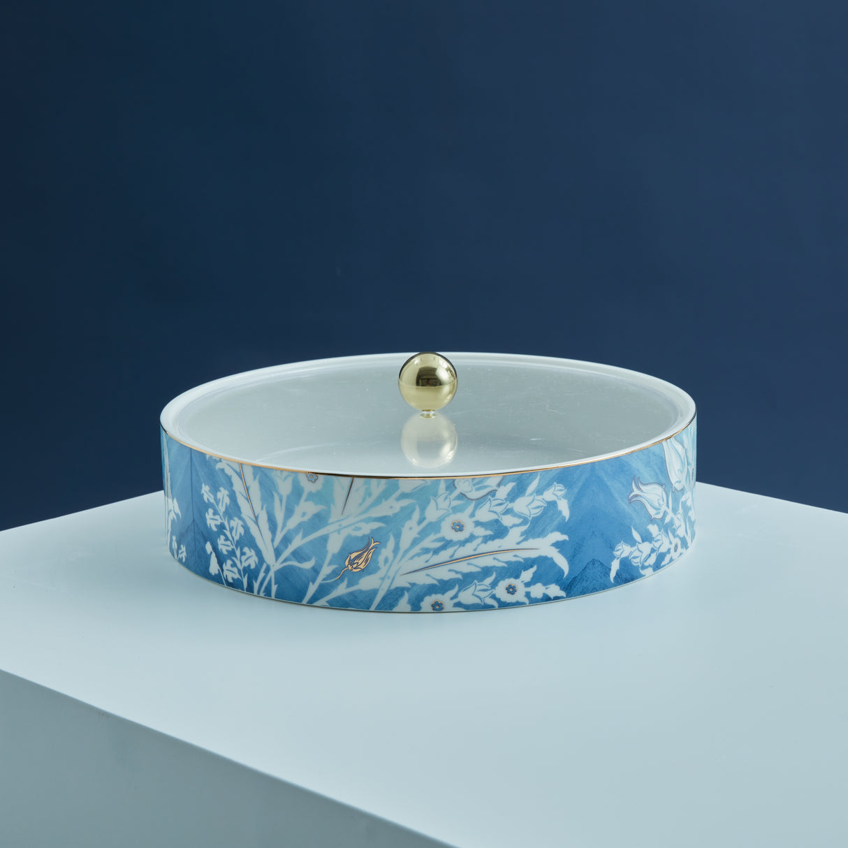 Tolipa - Medium Decorative Canister - Blue & Gold