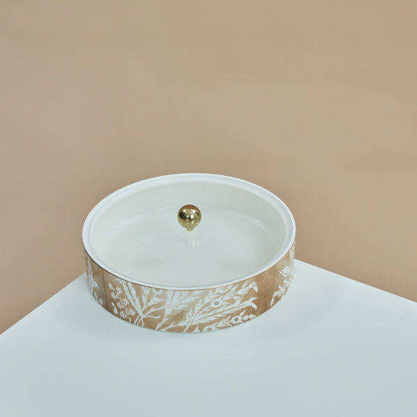 Tolipa - Small Decorative Canister- Brown & Gold