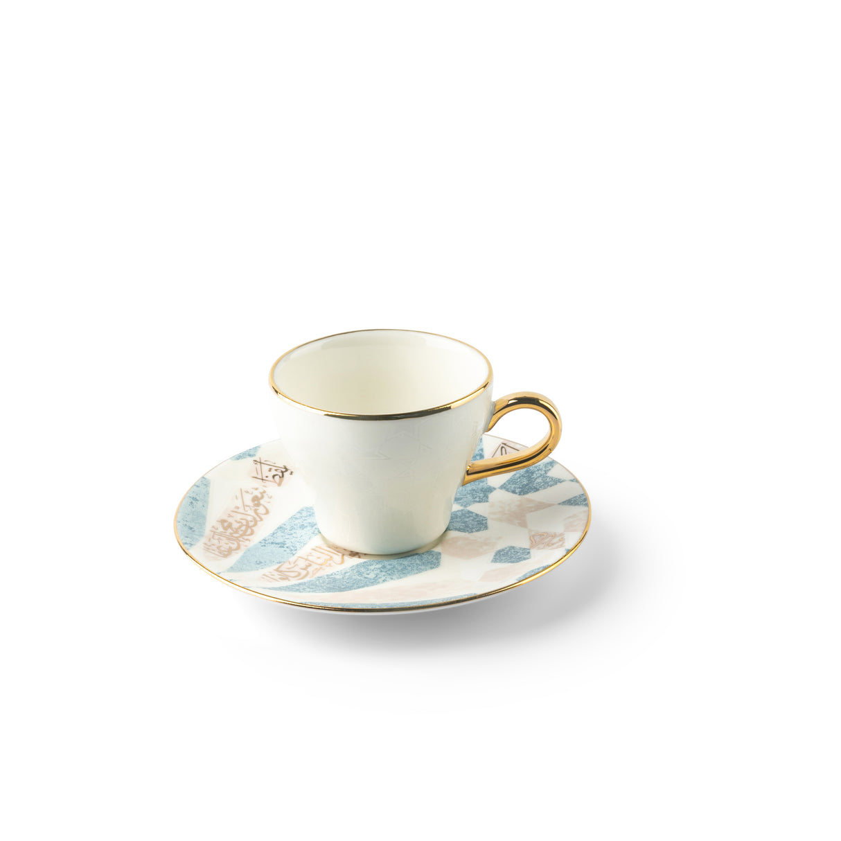 Amal - Espresso /Turkish Coffee Cups, (4-Pc) - Blue & Gold