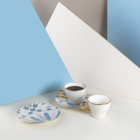 Amal - Tazas de café expreso/turco, (4 piezas) - Azul y dorado