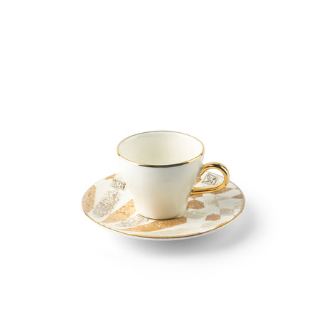 Amal - Tazas de café expreso/turco, (4 piezas) - Beige y dorado