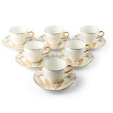 Amal - Tazas para capuchino, (12 piezas) - Beige y dorado