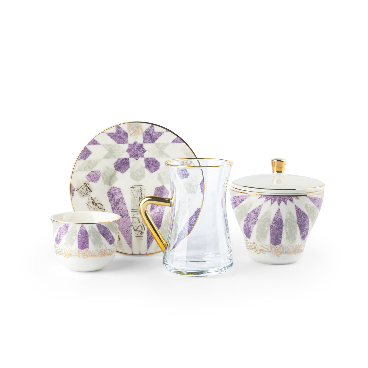 Amal - Tea Set (19-Pc) - Purple & Gold