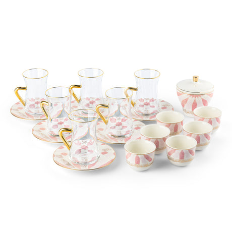 Amal - Tea Set (19-Pc) - Pink & Gold