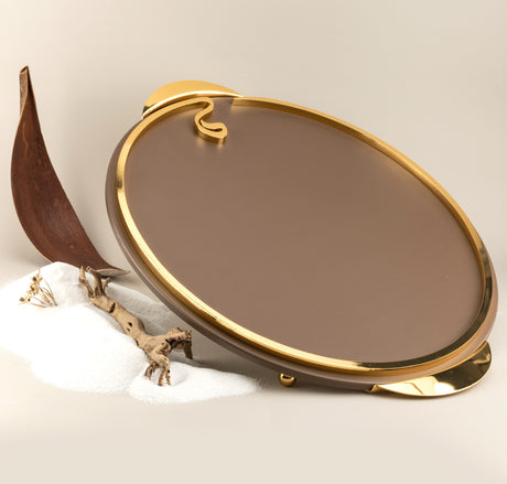 Nour - Bandeja para servir - Marrón y dorado