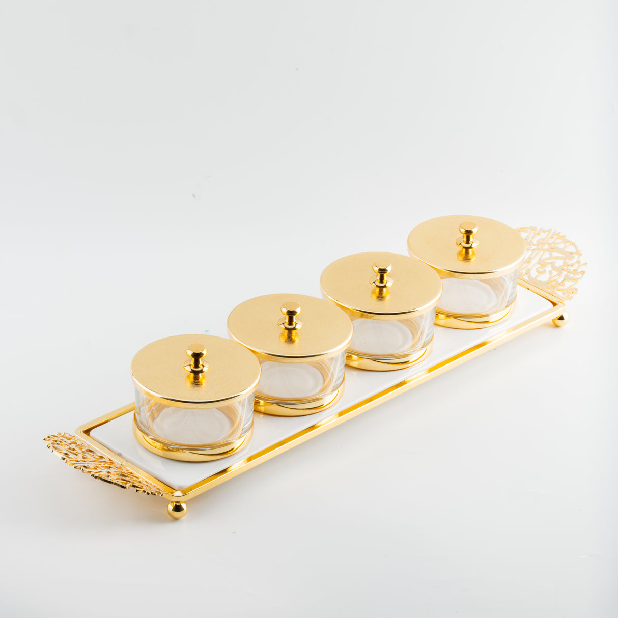 Limited Edition - Snack Serving set (4 Bowls)- White & Gold