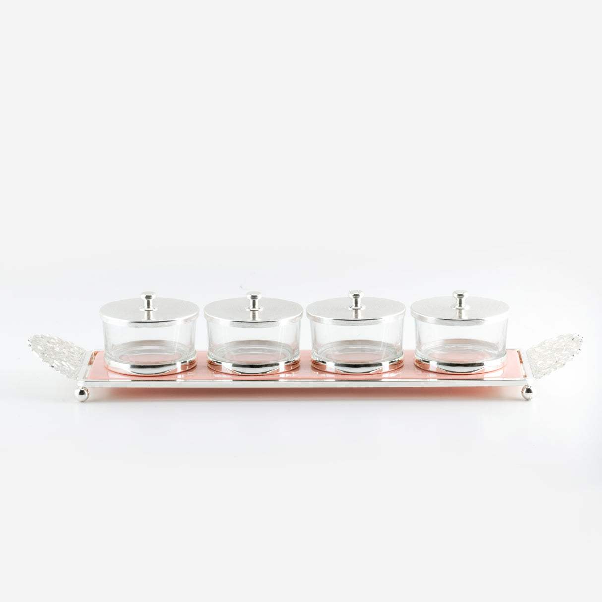 Limited Edition - Snack Serving set (4 Bowls)- Pink & Silver