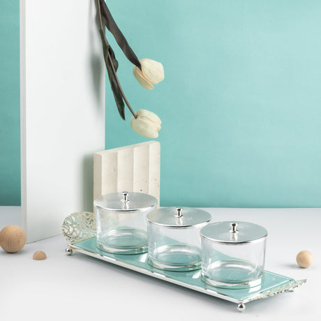 Limited Edition - Snack Serving set (3 Bowls)- Blue & Silver